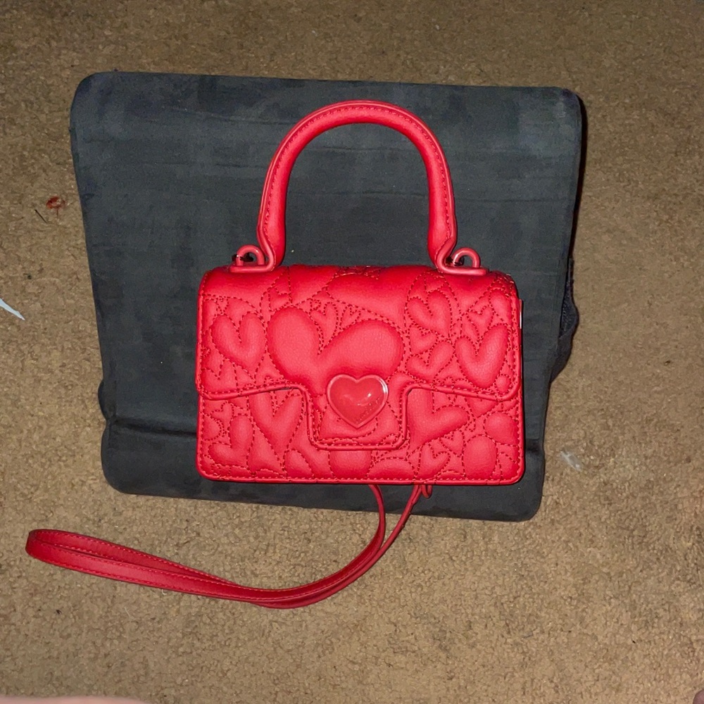 Luv Betsy Betsy Johnson Red Quilted Heart Top-Handle Crossbody Bag 5x7x3
